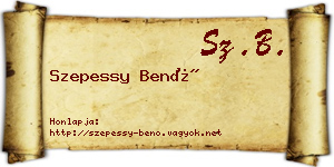 Szepessy Benő névjegykártya